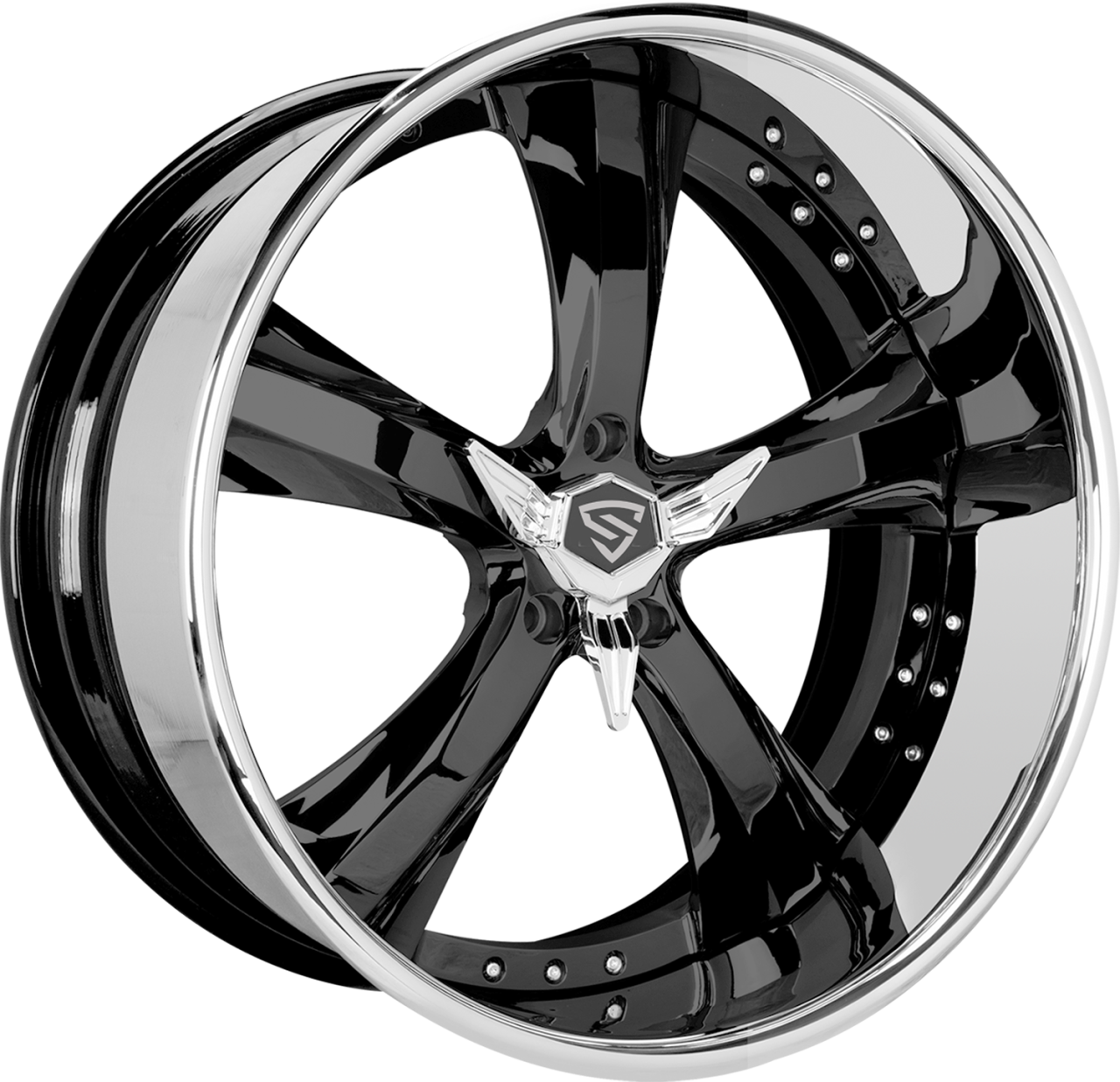 Snyper Forged Mach-5 Black and Chrome wheel with Mach-5 Black and Chrome finish